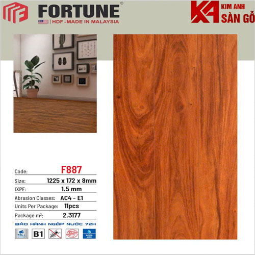 Sàn Gỗ Công Nghiệp 8MM FORTUNE-F887